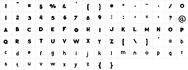 Kiko Regular  glyph index