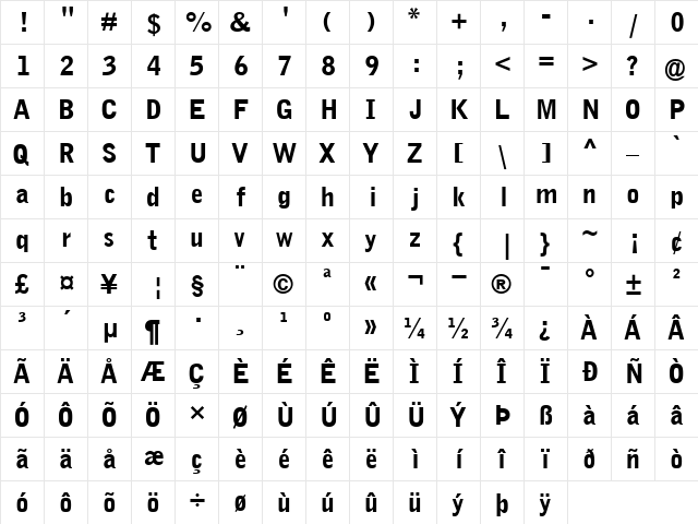 GrotesqueMT-Black Black  glyph index