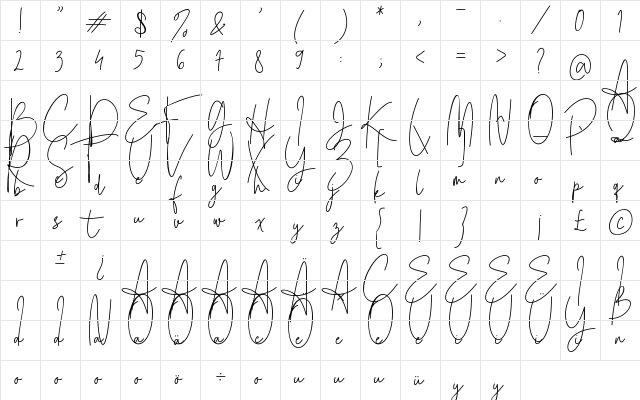 Blastyes Regular  glyph index