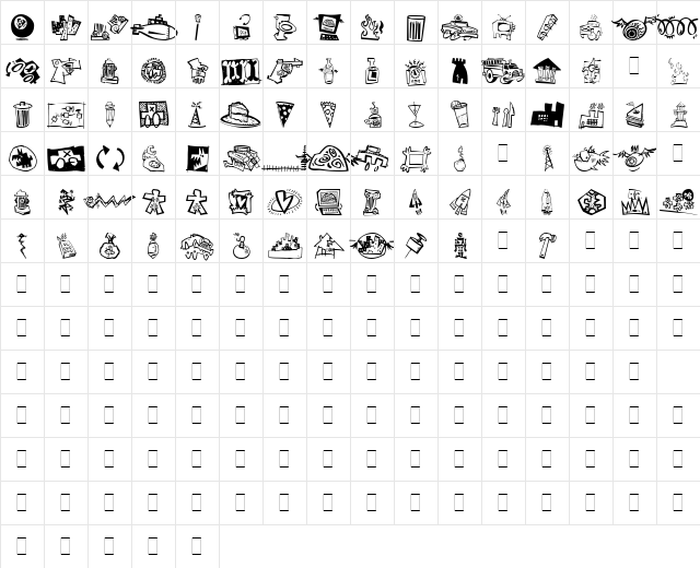 DF Urbans Plain  glyph index
