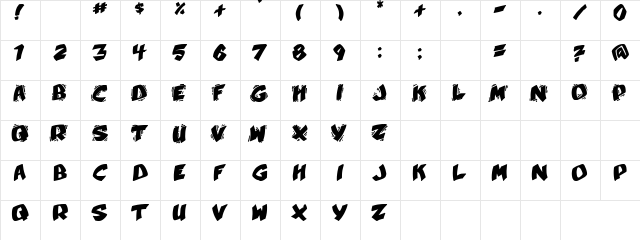 Lanos Regular  glyph index