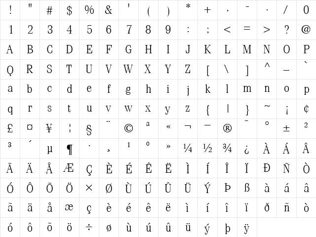 ITCFenice-Light Light  glyph index