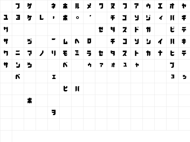 BlackoronKat Regular  glyph index