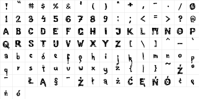 q Regular  glyph index