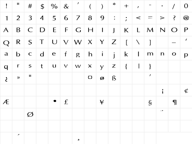 Friends 10 Regular  glyph index