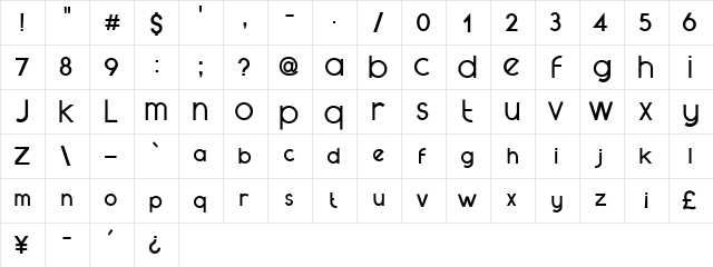 future mood Regular  glyph index