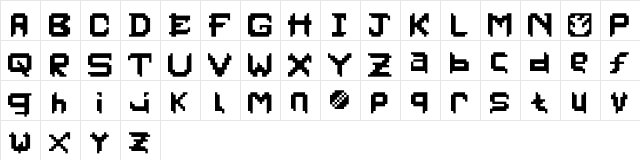 PixelFaceOnFire Regular  glyph index
