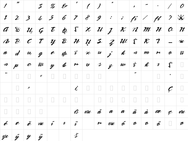 X_Bronx Black  glyph index