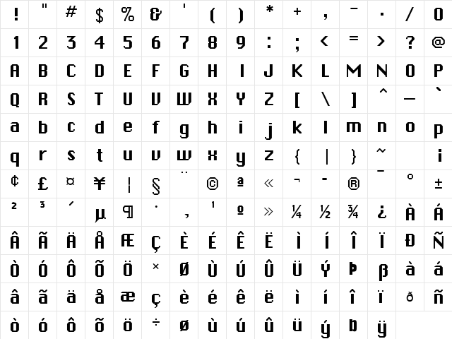 Ambush-Extended Normal  glyph index