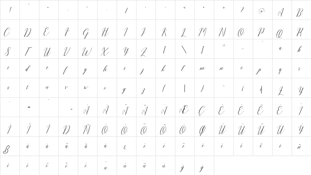 Romarya Regular  glyph index