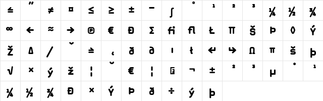 MagdaClean BlackExpert  glyph index