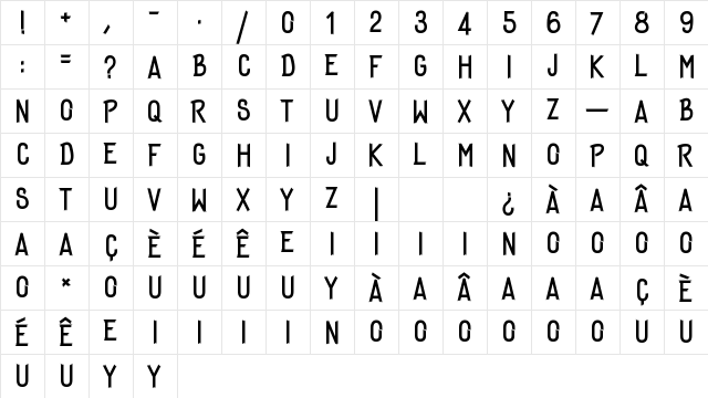HyperBrush Regular  glyph index