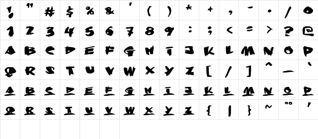 Krunch Bunch Regular  glyph index