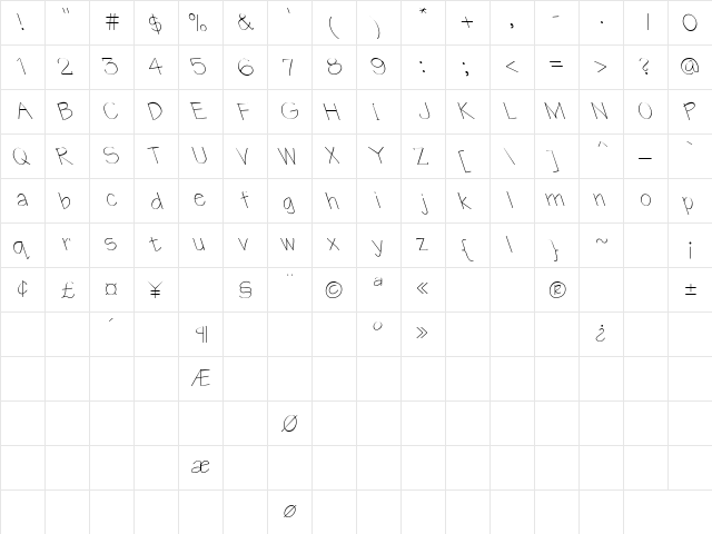 Architect Lefty Regular  glyph index