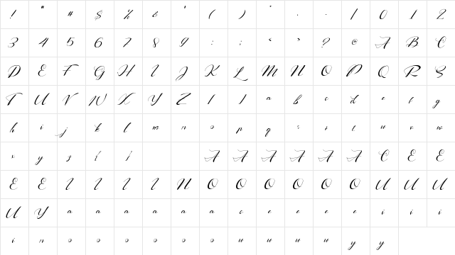 Right Signature Regular  glyph index
