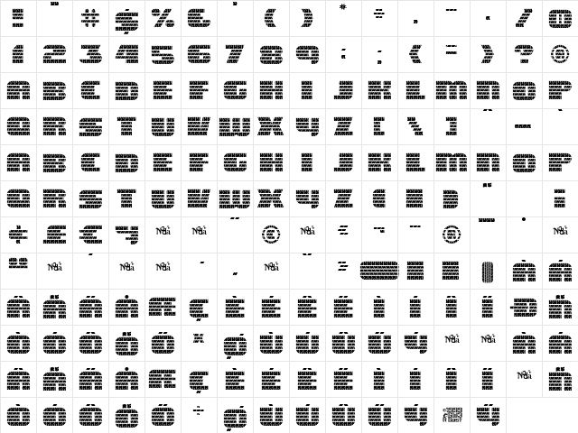 Eagle GT II Regular  glyph index