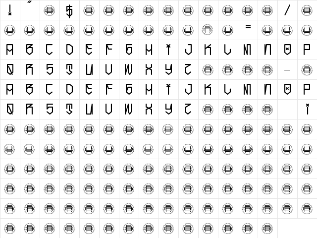Cholo Letters Demo Regular  glyph index