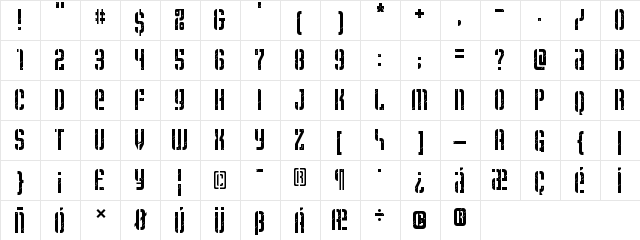 zelfvolution eYe/FS Regular  glyph index