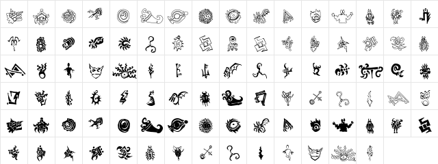 Cathzulu Extraz Regular  glyph index