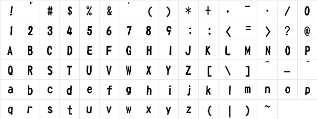 DFPOP1W7U-B5 Regular  glyph index