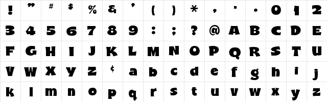 A&S Shocard Block Regular  glyph index