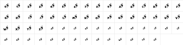 pf_fairie-3 Regular  glyph index