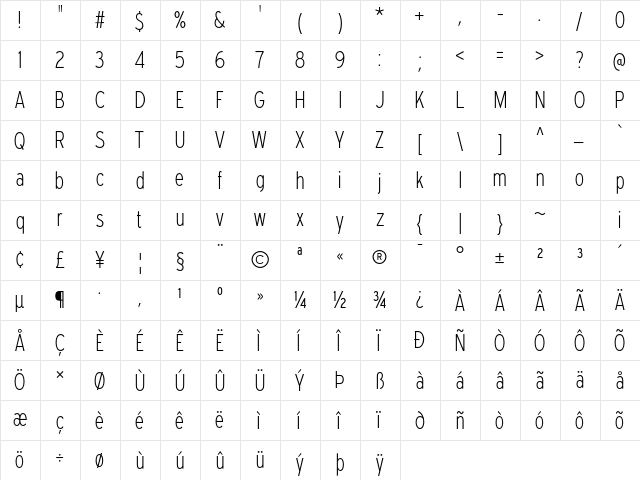 Expressway Cd El Regular  glyph index