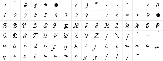 Goodline Free  glyph index