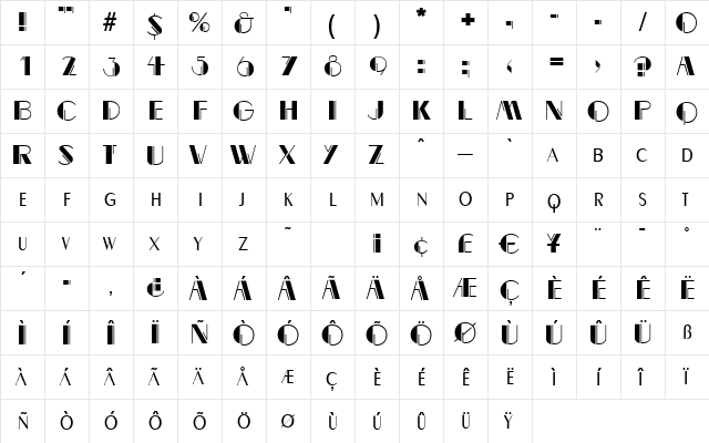 B691-Deco Regular  glyph index