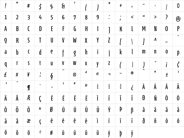 Fontana ND Gg Normal  glyph index