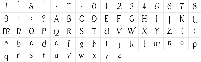 Casua Regular  glyph index