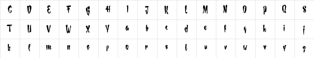PaunchyDemoversion Regular  glyph index