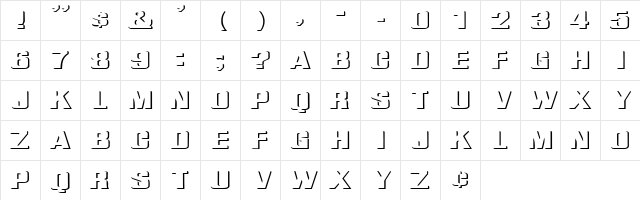 Relief Grotesk Extended Regular  glyph index