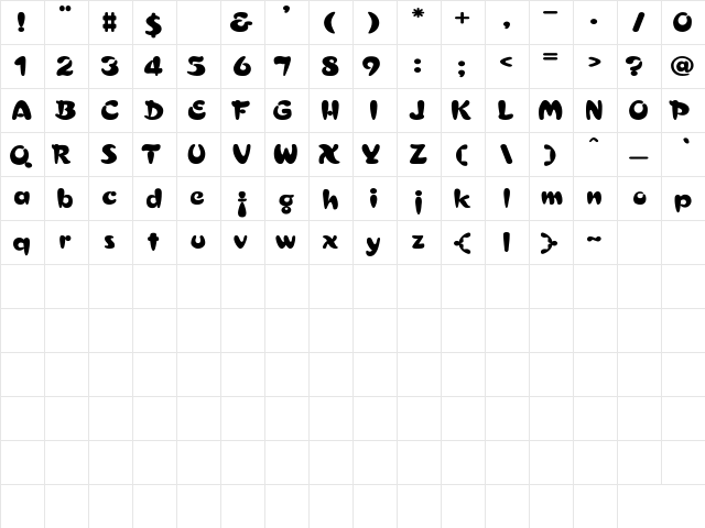 Electrik Wd Regular  glyph index