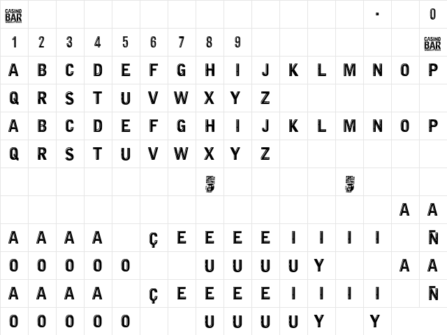 Casino Bar Regular  glyph index