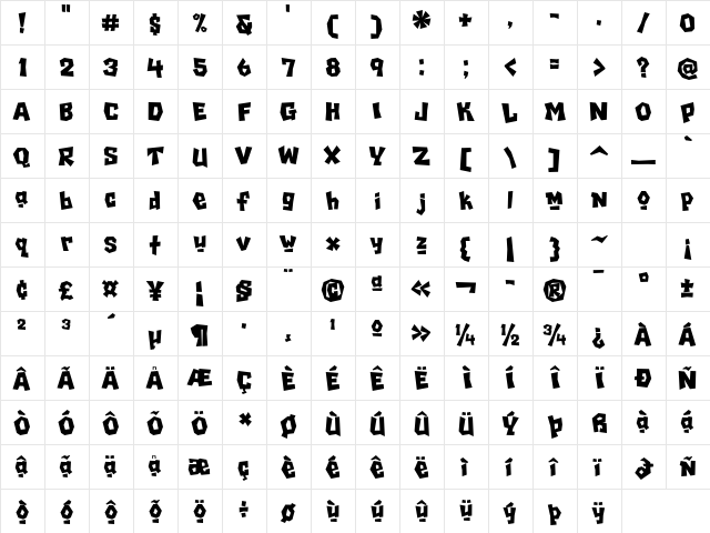 Chilada ICG Uno Regular  glyph index