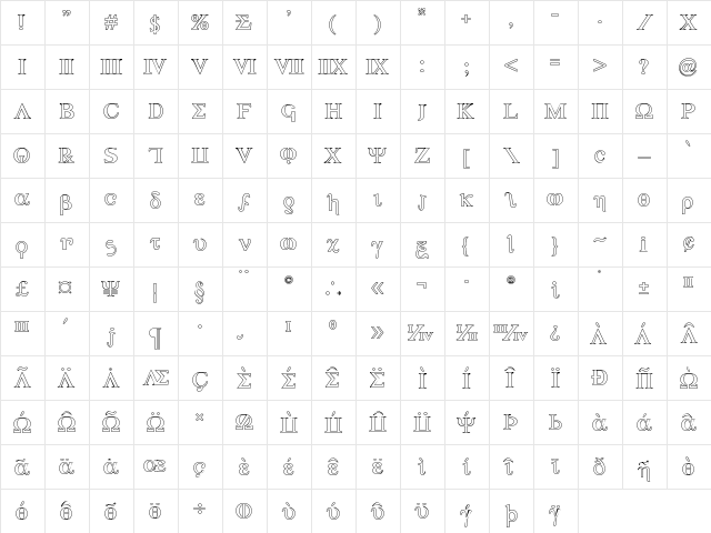 Achilles Outline Outline  glyph index