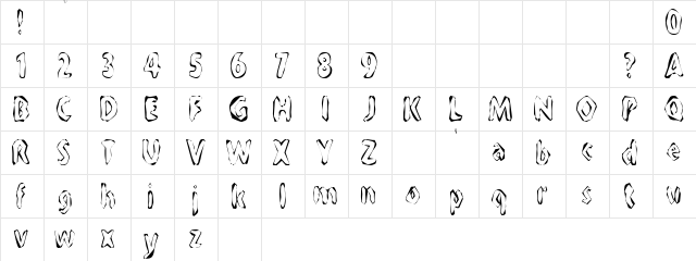 FlintPrintCondensed Regular  glyph index