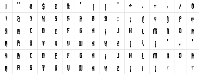 Tumbling Down Regular  glyph index