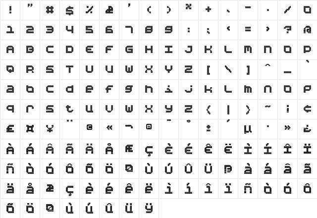 Bpositive Regular  glyph index