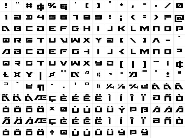 Wildcard Regular  glyph index