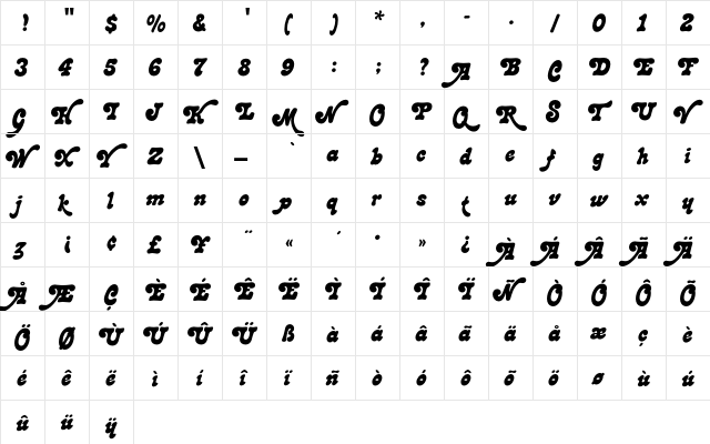 LazybonesEF Regular  glyph index