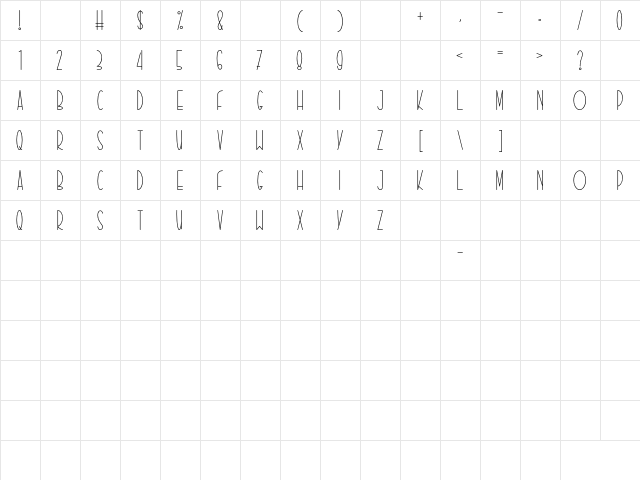 BUFFALOR Regular  glyph index
