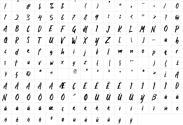 Otherside Regular  glyph index