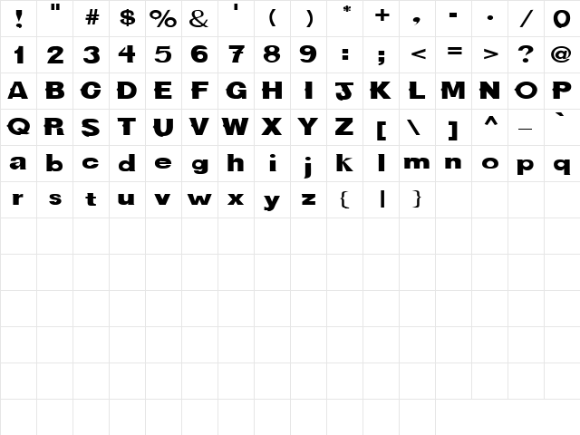 Own Way 2 Regular  glyph index