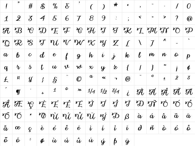 Winter Twilight Regular  glyph index