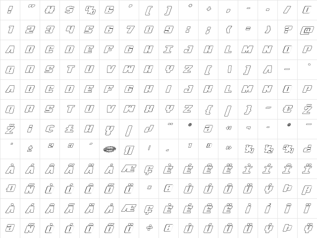 Virgin Hybrid Outline Regular  glyph index