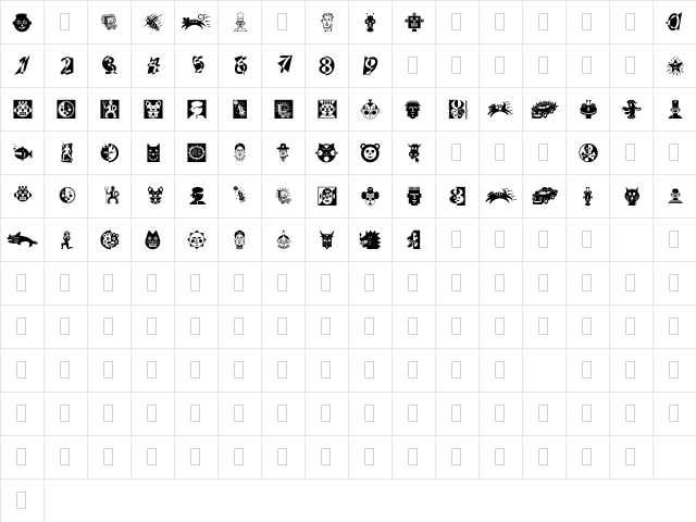 DF Attitudes Regular  glyph index