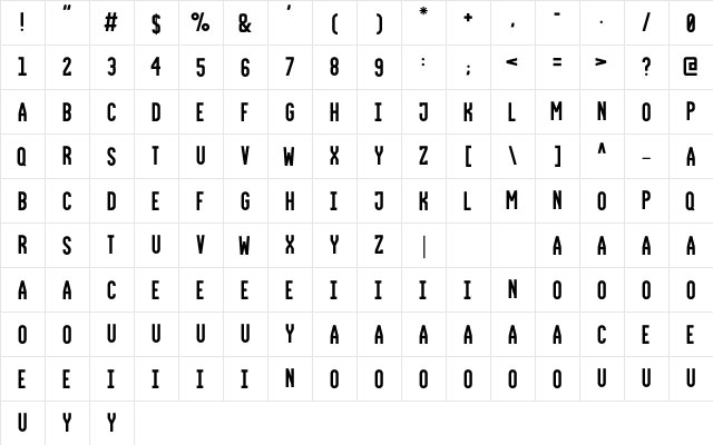 FrederickSans Regular  glyph index