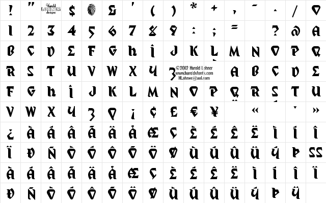 Mystic Prophet Regular  glyph index